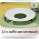 Green sink baffle with text 'Sink baffle, no wet mouth' on a white background