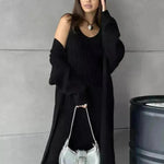 Mujeres 2 piezas Conjunto de invierno Conjunto de vestimenta de vestimenta larga Cardigan larga chaqueta