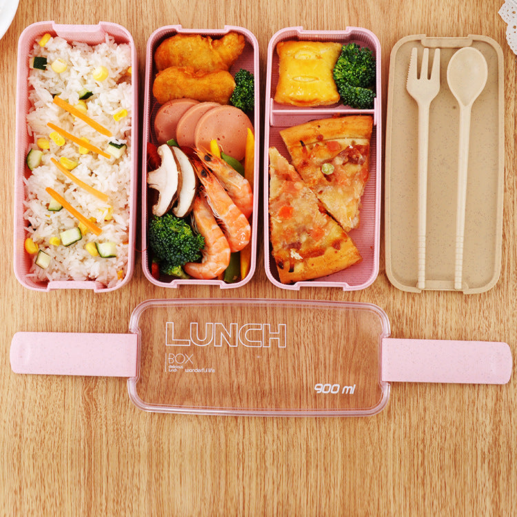 Three-layer Wheat Stalk Separated Bento Lunch Box EX-STOCK