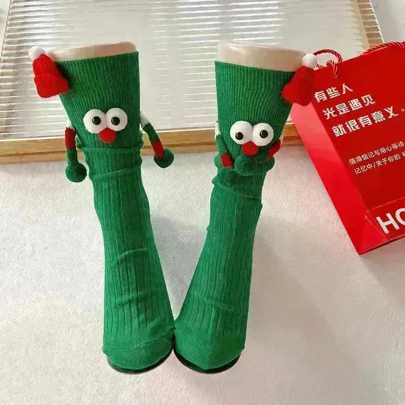 Cute Cartoon Christmas Socks Solid Cotton Middle-tube Stockings For Adults And Children - EX-STOCK CANADA