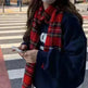 Red Check Pattern Plaid All-match Warm Tassel Scarf - EX-STOCK CANADA