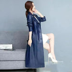 Vestido de cuero de cuero de manga larga Fit Slim Vestido de invierno formal