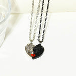 Punk Retro Skull Pendant Halloween Necklace Heart-shaped Magnetic Stitching Love Skull Couple Necklace EX-STOCK