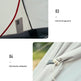 Two detail close-ups of a tent or camping shelter: one showing an internal storage pouch and one showing an olive buckle rolling door closure, with numbered callouts on a white layout.