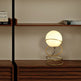 13.5 H Glass Globe Matte Gold Spiral 4 Ring Metal Stand Table Lamp For Living Room, Nightstand Bedside Table Lamp For Bedroom, LED Lamp EX-STOCK