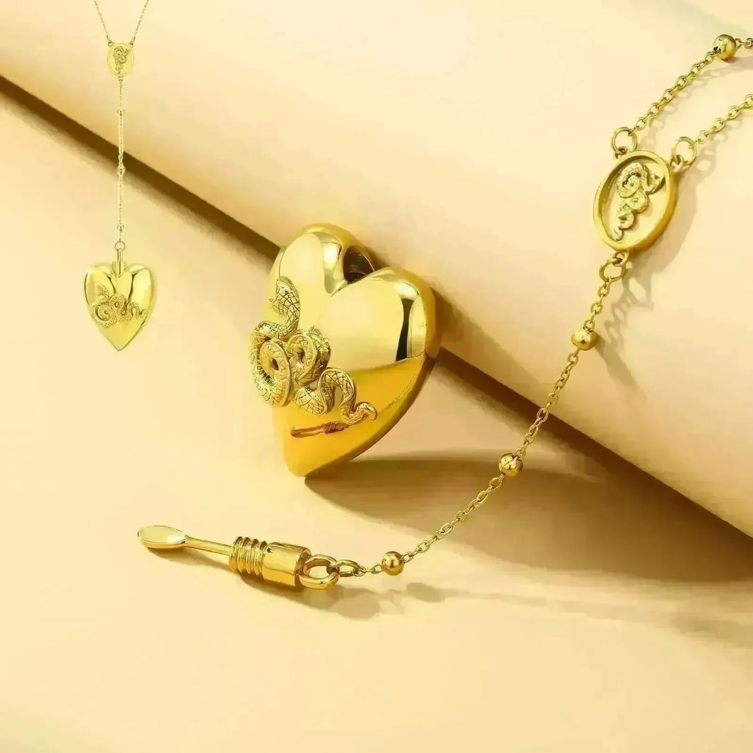 18k Gold Detachable Love Necklace With Snake Carving Fashion Personality Clavicle Chain Necklace For Valentine's Day Loved Memorial Jewelry - EX-STOCK CANADA