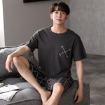 Pajamas Men's Summer Cotton Short Sleeve Shorts Suit