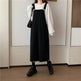Student Denim Shoulder Strap Spring And Autumn Plus Size Mid-length Sling Black Denim Jumper Dress - EX-STOCK CANADA