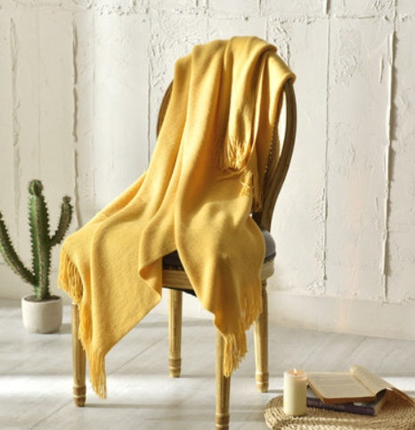 Fringed Knitted Small Blanket Napping Blanket Sofa Blanket EX-STOCK Canada 