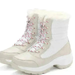 Botas de nieve de invierno Femenina de zapatos de algodón de algodón impermeable al alto tobillo más zapatos de terciopelo
