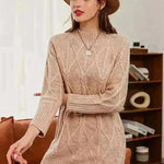 Autumn Winter Round Neck Mini Knitted Wool Sweater Dress - EX-STOCK CANADA