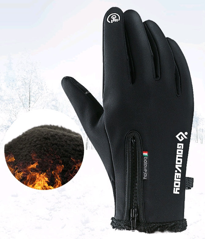 Guanti da Moto Invernali Golovejoy – Foderati in Pile, Touchscreen, Impermeabili | Nero & Grigio | S–XXL