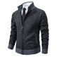 Thickened Plaid Print Jacket Cardigan Fashion Slim Fit Zipper Stand Collar Sweater Winter Men's Casual Long Sleeve Knitted Top Clothing EX-STOCK Canada 