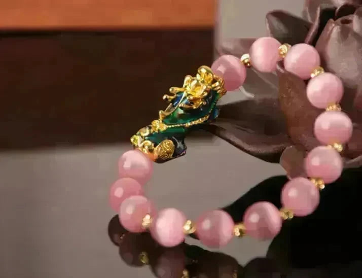 3D Gold Plated PiXiu Crystal Beaded Bracelet - EX-STOCK CANADA