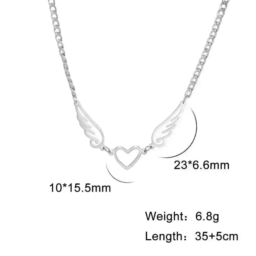 Hollow Heart Angel Wing Necklace - EX-STOCK CANADA