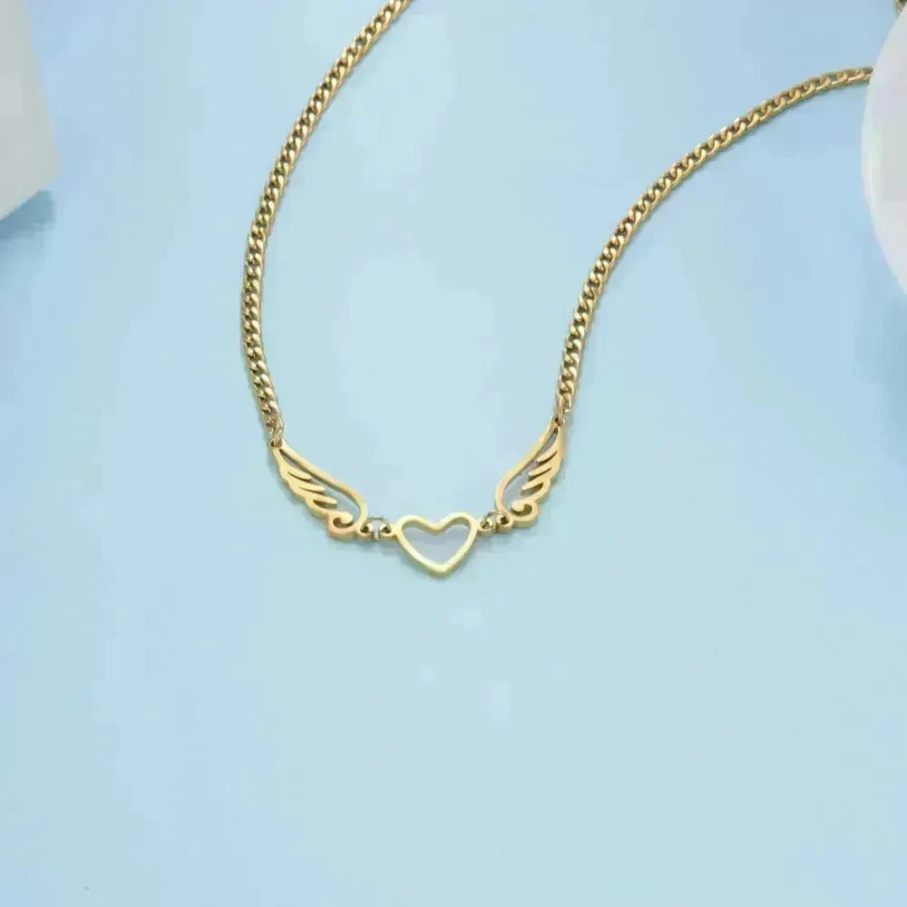 Hollow Heart Angel Wing Necklace - EX-STOCK CANADA