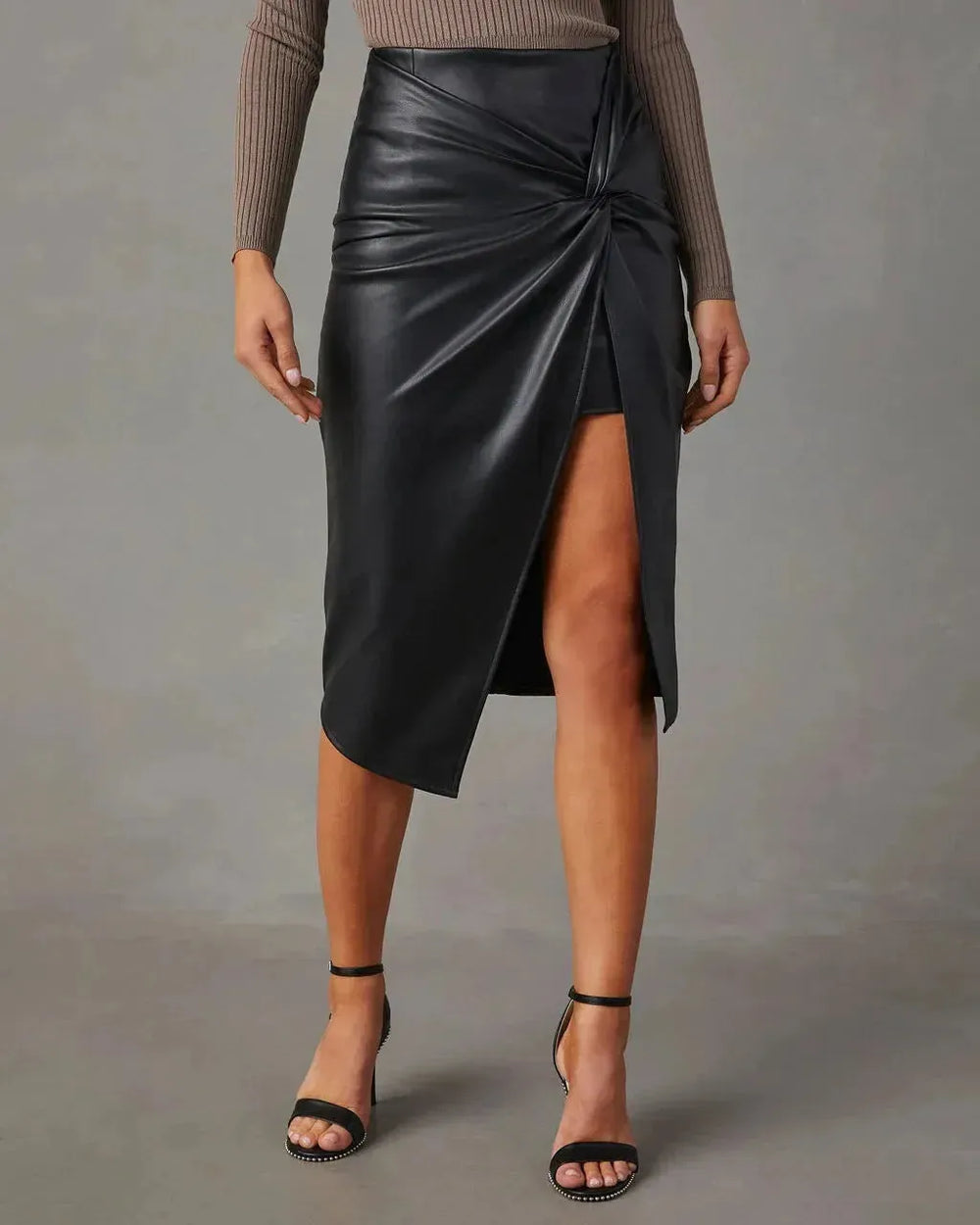 Women's Split Mid-length Hot Girl Hip Leather Wrap Skirt - EX-STOCK CANADA