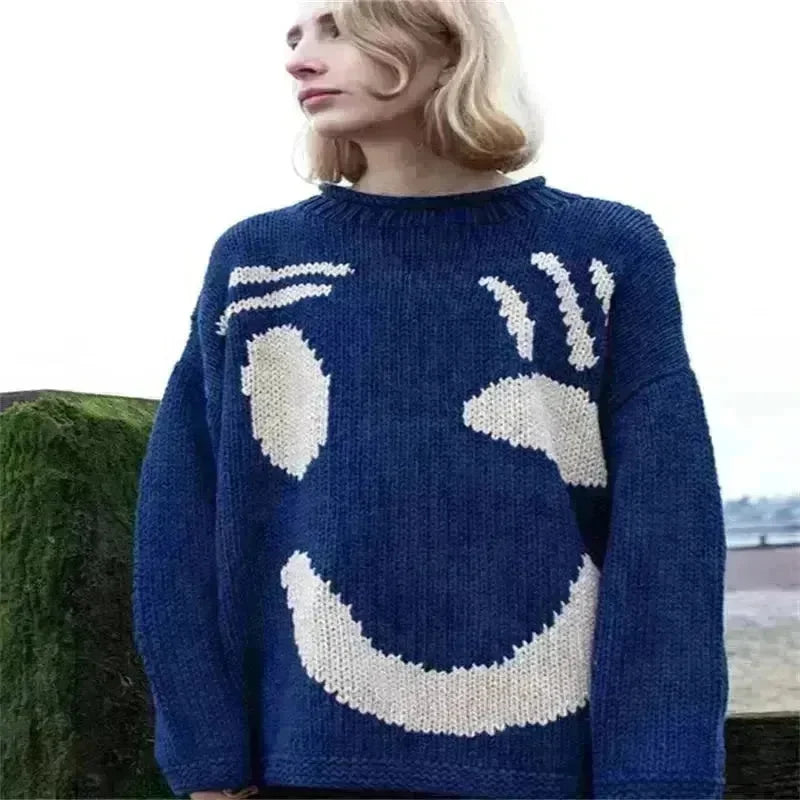 Ugly Christmas Knitted Sweater Women's Long-sleeved Round Neck Yarn-dyed Printed Top Women's - EX-STOCK CANADA