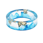 New dried flower resin ring Sen Xiao small  handmade flower gold foil color Epoxy ring