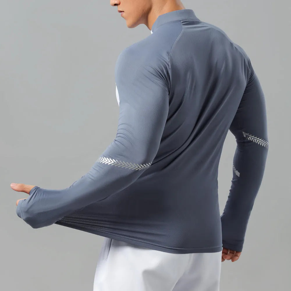Mock Neck Half Zip  Workout top for Men Long Sleeve exercise top - EX-STOCK CANADA