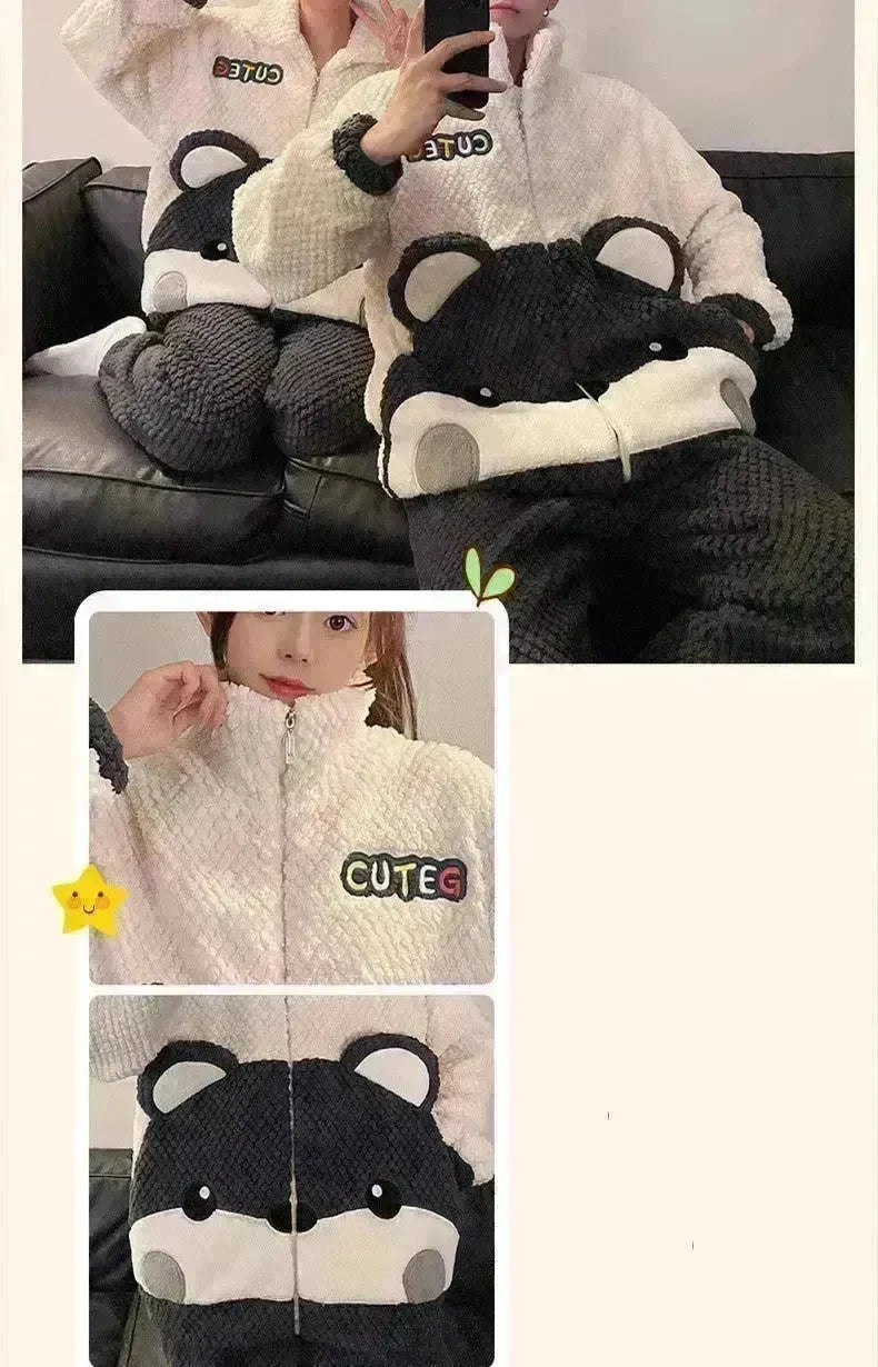 Fashion Casual Embossed Velvet Couple Pajamas - EX-STOCK CANADA