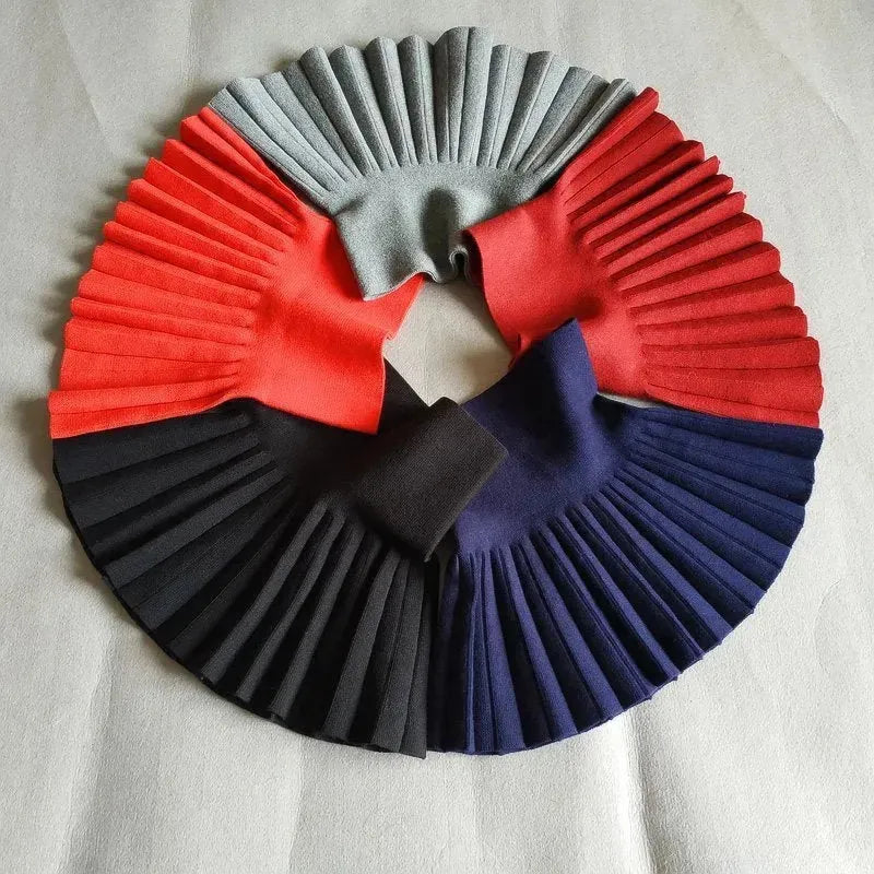 Girls Autumn Clothing Knitted Skirt High Waist Pleated Mini Skirt - EX-STOCK CANADA