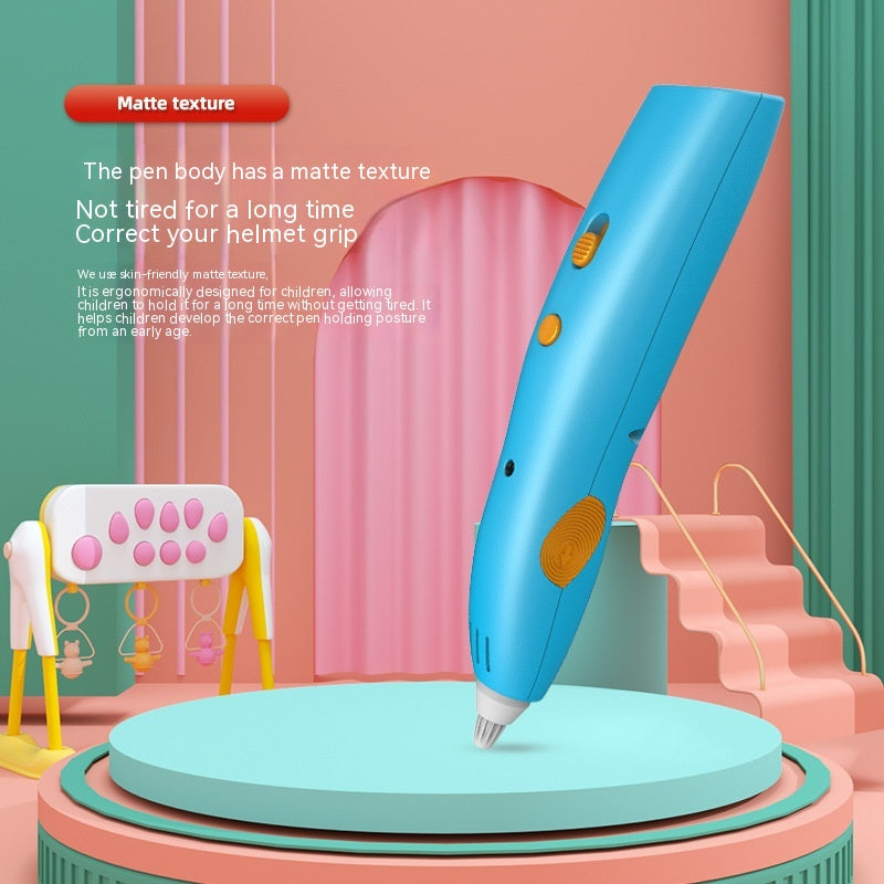 Blue pen with matte texture on a colorful background