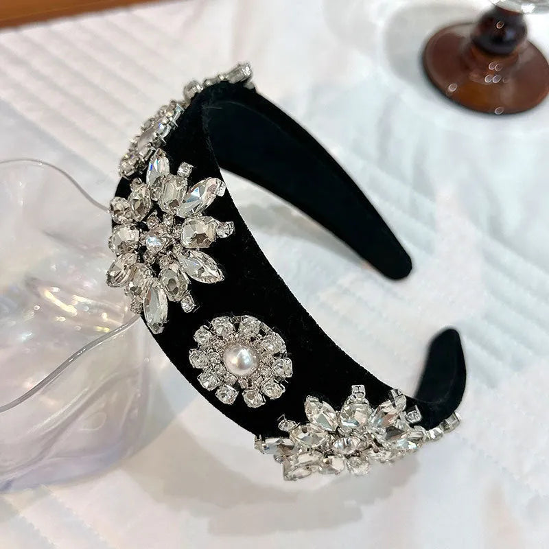 Retro Baroque Pearl Rhinestone Headband - EX-STOCK CANADA
