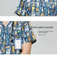 Surgical Gown Printed V-neck Pet Doctor Beauty Hospital Work Clothes Flower Dog Blue EX-STOCK