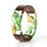 Handmade DIY romantic dry flower Real wood resin ring gold / silver paper inside ring women wedding party ring gifts for the lover