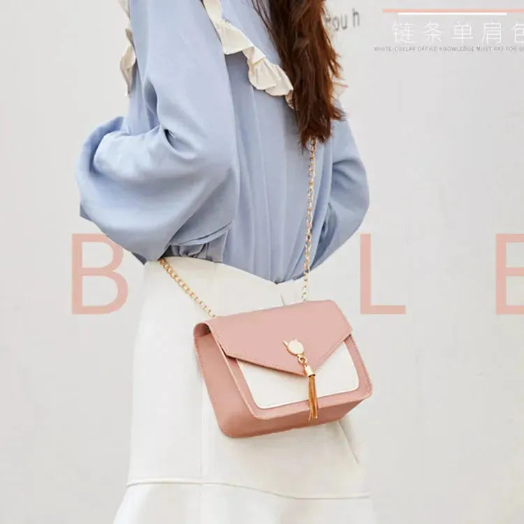 Small Messenger Bag New Sweet And Cute Cat Tassel Decoration Chain One Shoulder Small Square Bag Casual Messenger Bag - EX-STOCK CANADA
