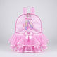 Pink backpack with ballet design and 'Dancing' text on a white background