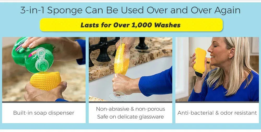 3-in-1 Sponge Hero Kitchen Scrub, Scrapes and Squeegees