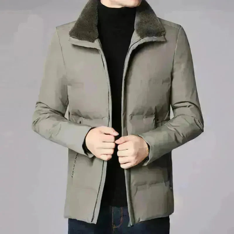 Collier de fourrure épaisse de bureau d'affaires travail sur la veste d'hiver pour les hommes