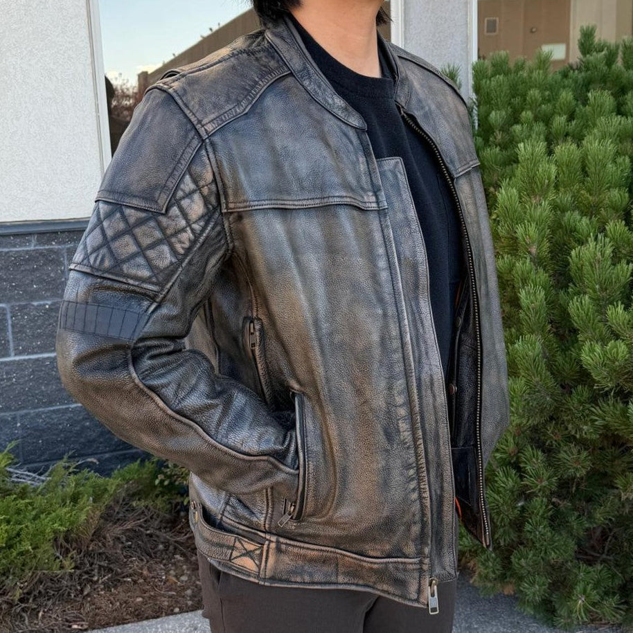 Unik International Men's Reflective Stripe Motorcycle Jacket 