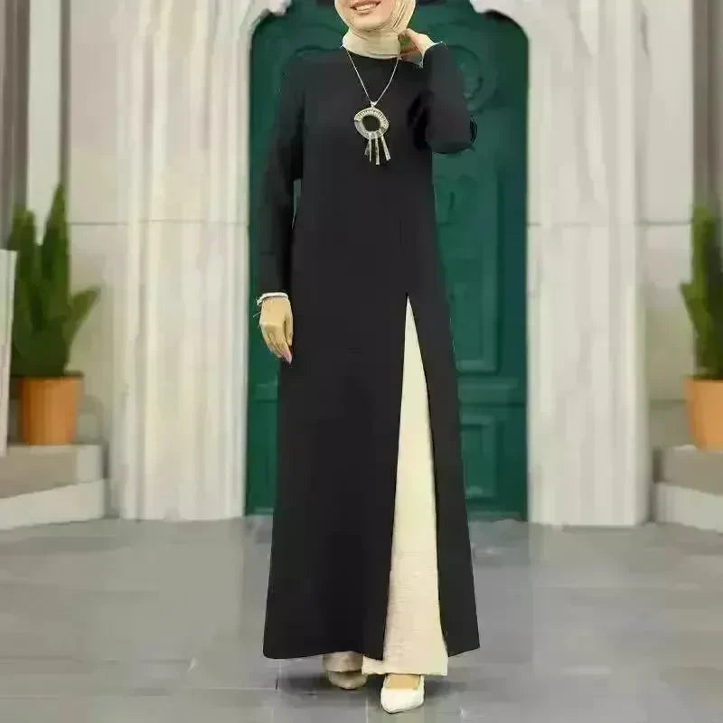 ArabWomen Plain Split Long sleeve Abaya Dress - EX-STOCK CANADA