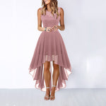 Women's Lace Patchwork Chiffon Dress – Hi-Low Swing A-Line Sleeveless | 8 Colours 