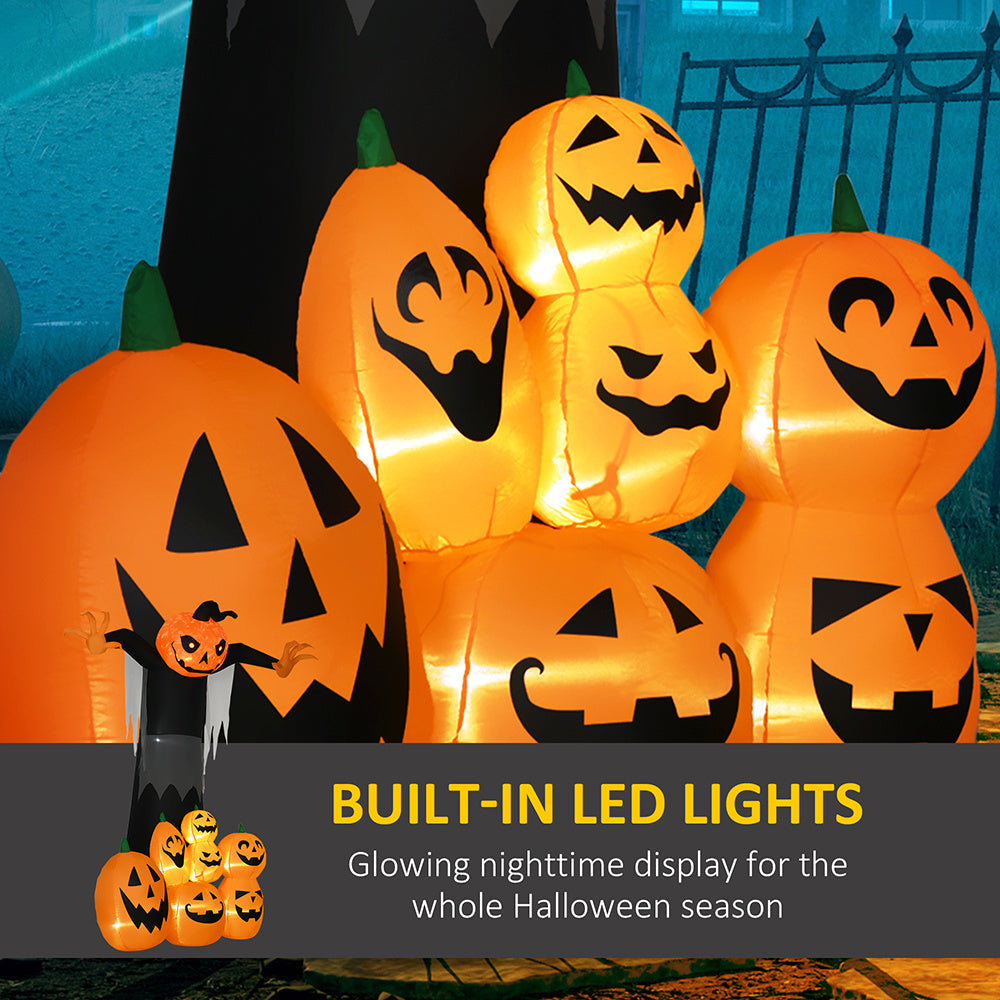 9ft Halloween Inflatables Outdoor Decorations, Pumpkin Ghost With Pumpkin Patch, Outdoor Giant Blow Up Yard Decor With Build-in LED For Garden, Lawn, Party, Holiday EX-STOCK