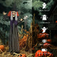 Animatronics Standing Witch, Voice-Activated Prop With Skull Staff & Flashing Eyes, Easy Setup Indoor, Orange EX-STOCK Canada 