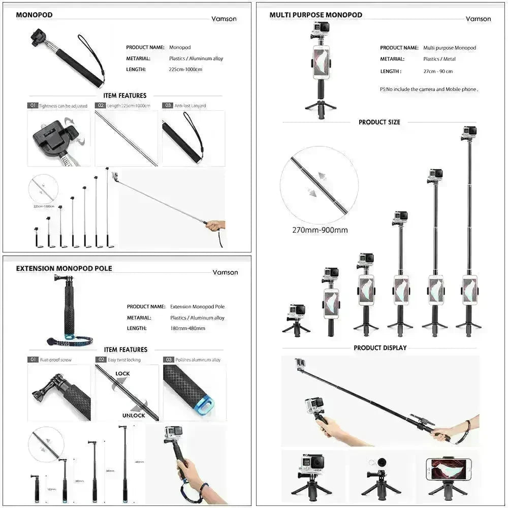 Action camera accessories EX-STOCK