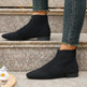 Damen Stricksocken Stiefeletten – Spitz zulaufende flache Stiefel | Schwarz & Camel | EU 36–43