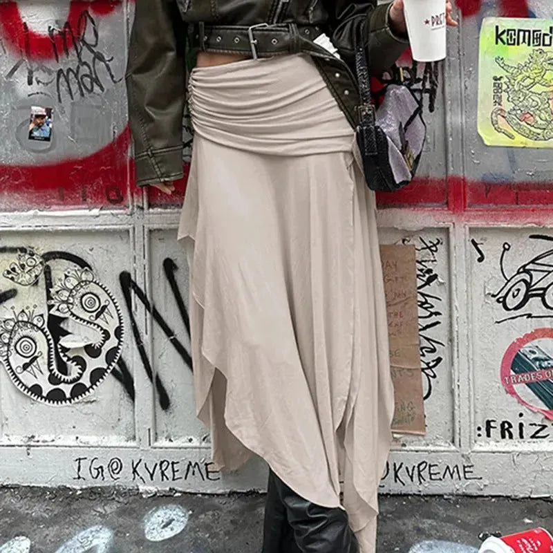 High Waist Irregular split Long Skirt - EX-STOCK CANADA