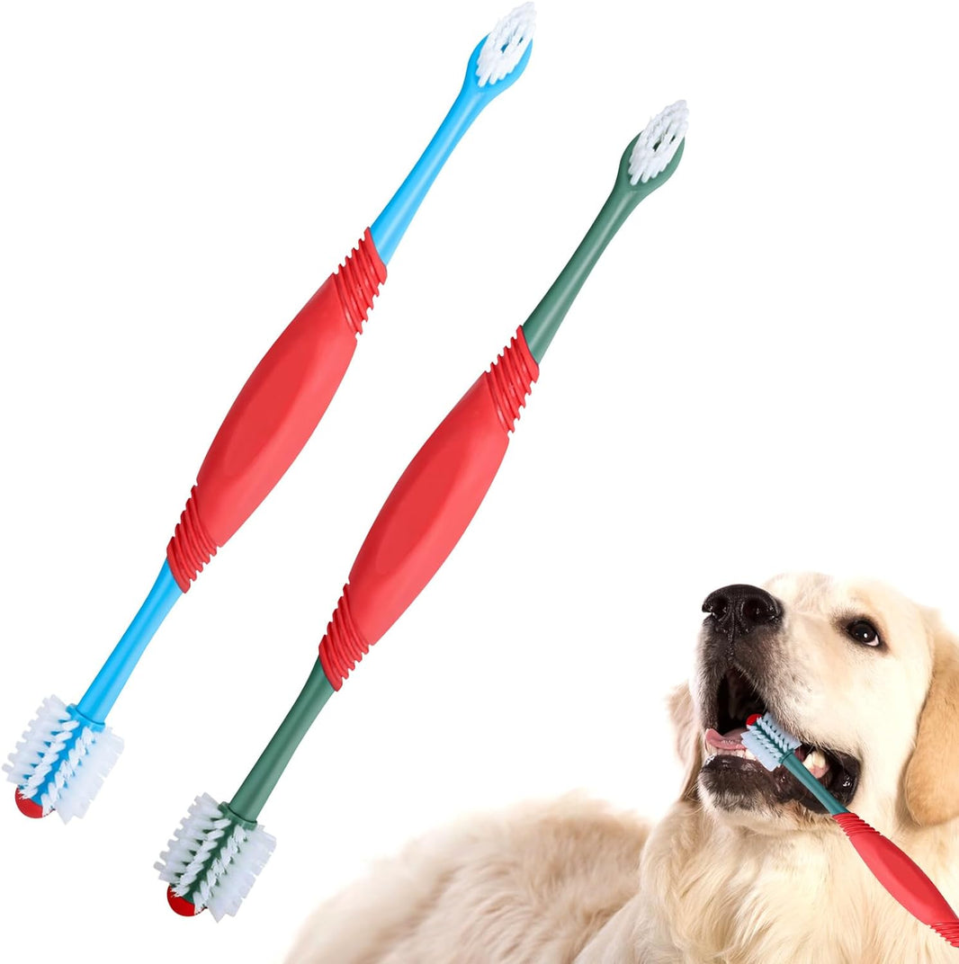 Dog Toothbrush 360 Degree Dog Tooth Brush, Dual Head Dog Tooth Brushing Kit Non Slip Toothbrush For Dogs And Cat Teeth Clean Pet Toothbrush Dental Care 