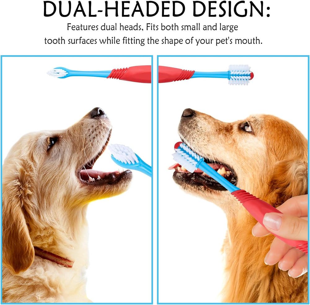 Dog Toothbrush 360 Degree Dog Tooth Brush, Dual Head Dog Tooth Brushing Kit Non Slip Toothbrush For Dogs And Cat Teeth Clean Pet Toothbrush Dental Care 