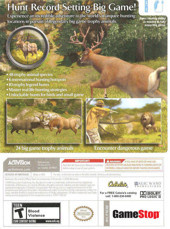 Cabela's Big Game Hunter 