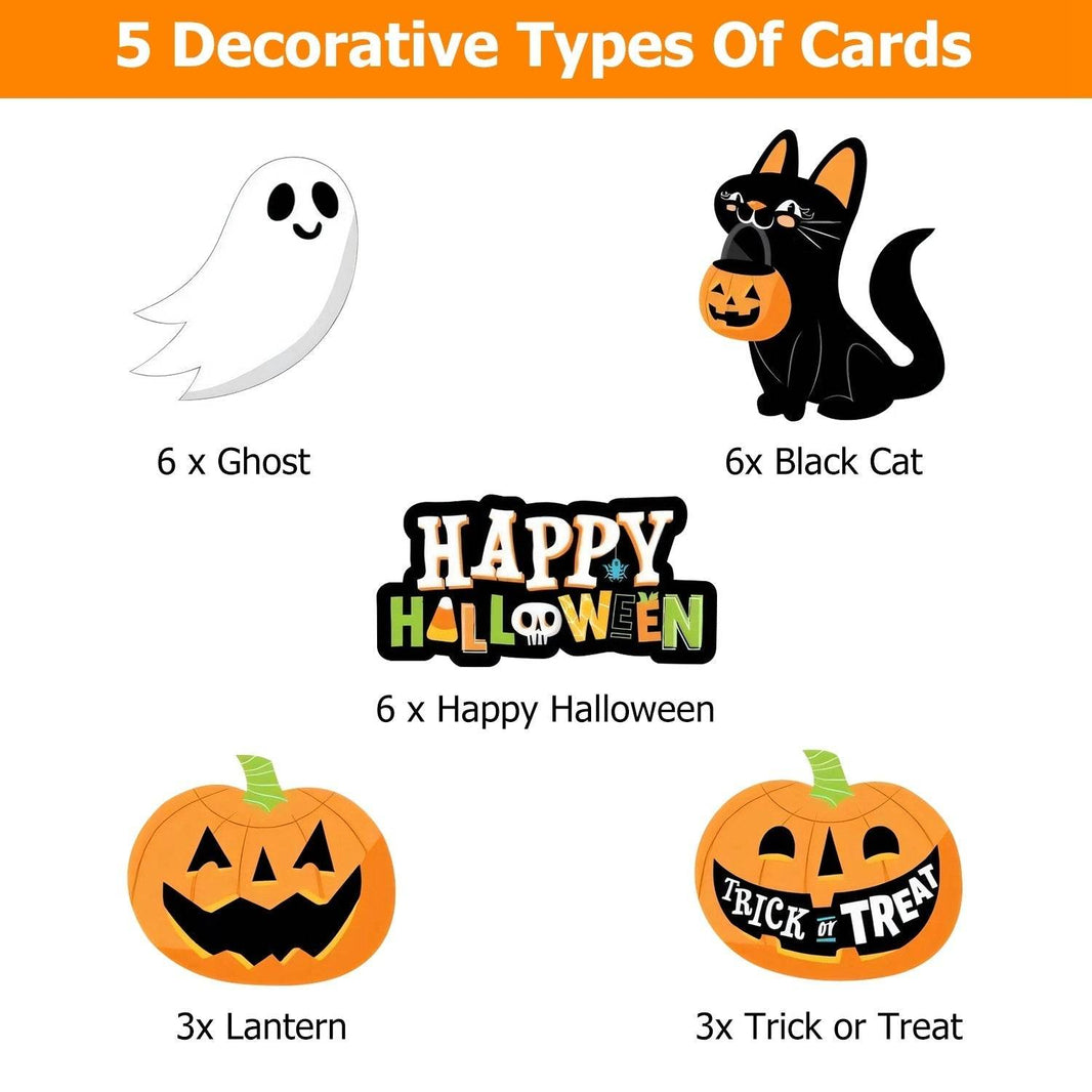 Set Of 25Pcs Halloween Party Striped Decorative Straws Disposable Drinking Straws Paper Straw Decor Happy Halloween Ghost Lantern Black Cat Halloween Party Supplies EX-STOCK