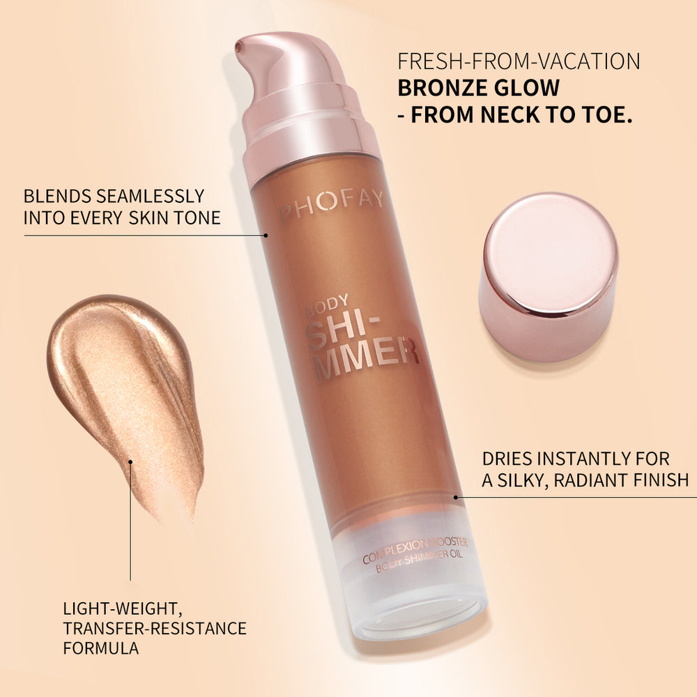 PHOFAY Body Shimmer Oil – Lightweight Glow Oil (25 mL, 4 Shades)