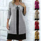 Contrast Color Buckled Round Neck Fashion Winter Sweater Dress - EX-STOCK CANADA