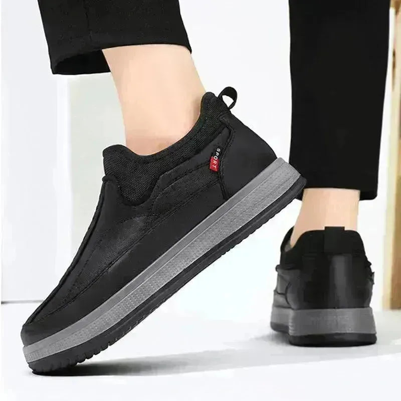 Winter Warm Fleece Snow Boots Round-toed Platform Ankle Boot Fashion Simple Non-slip Flat Cotton Shoes Men