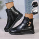 Winter Fleece Boots With Side Zipper Design Fashion Simple Non-slip Ankle Boots For Women Warm Pu Leather Shoes - EX-STOCK CANADA